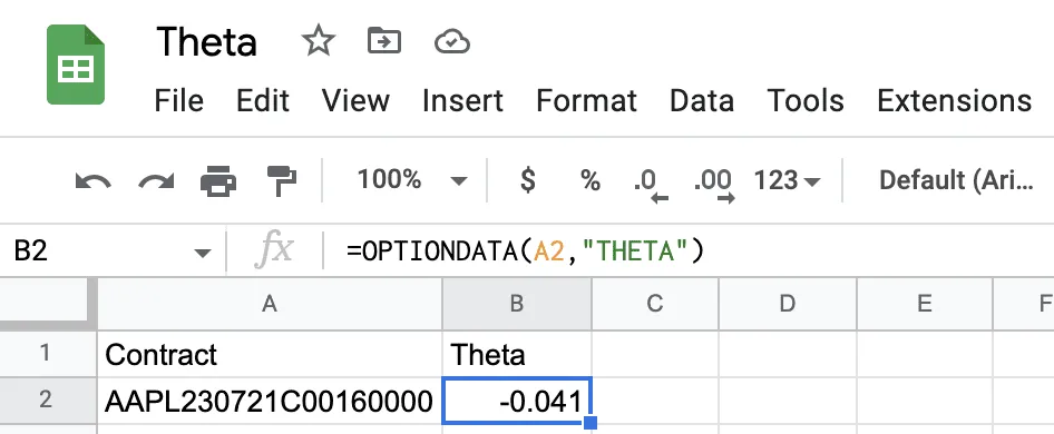 calculating theta with marketdata